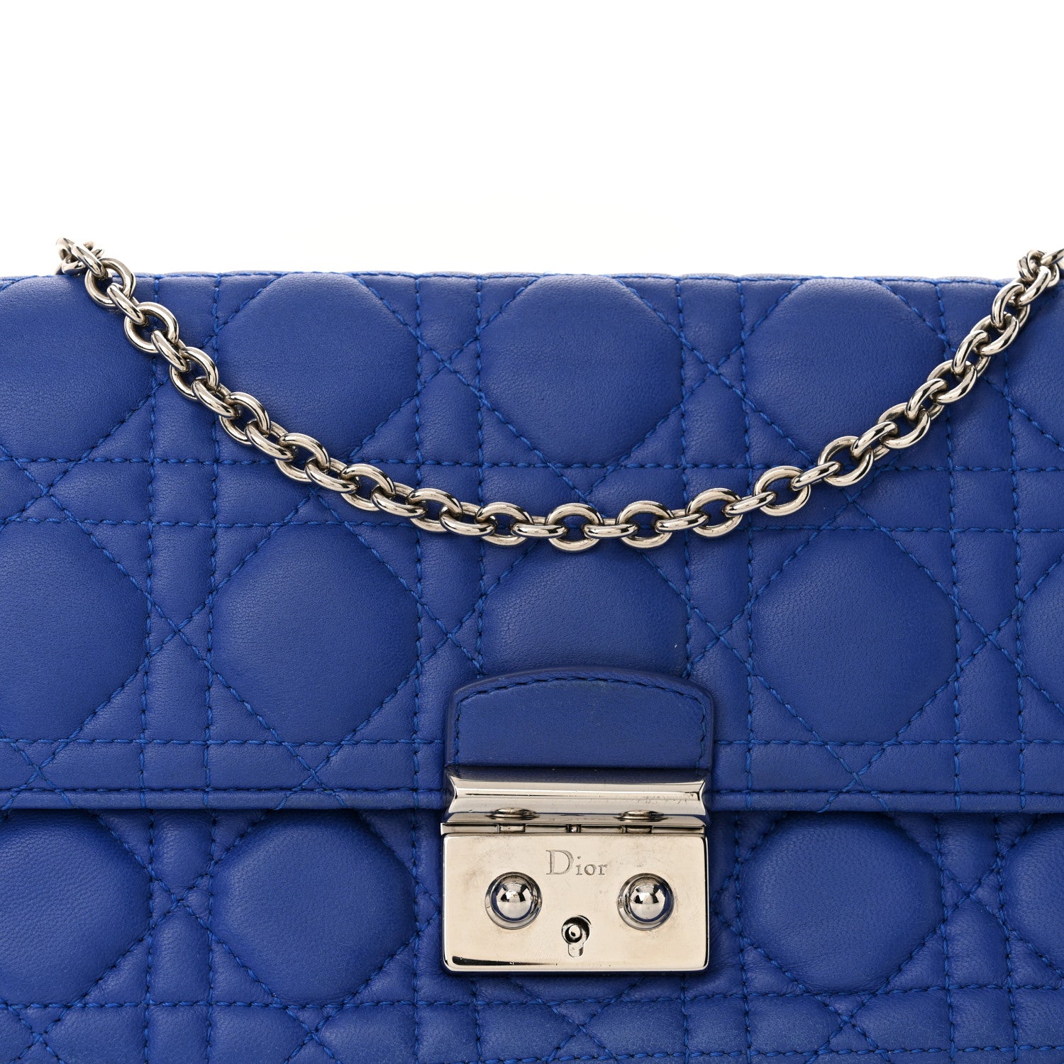 Christian Dior Lambskin Cannage Miss Dior Promenade Pouch Blue