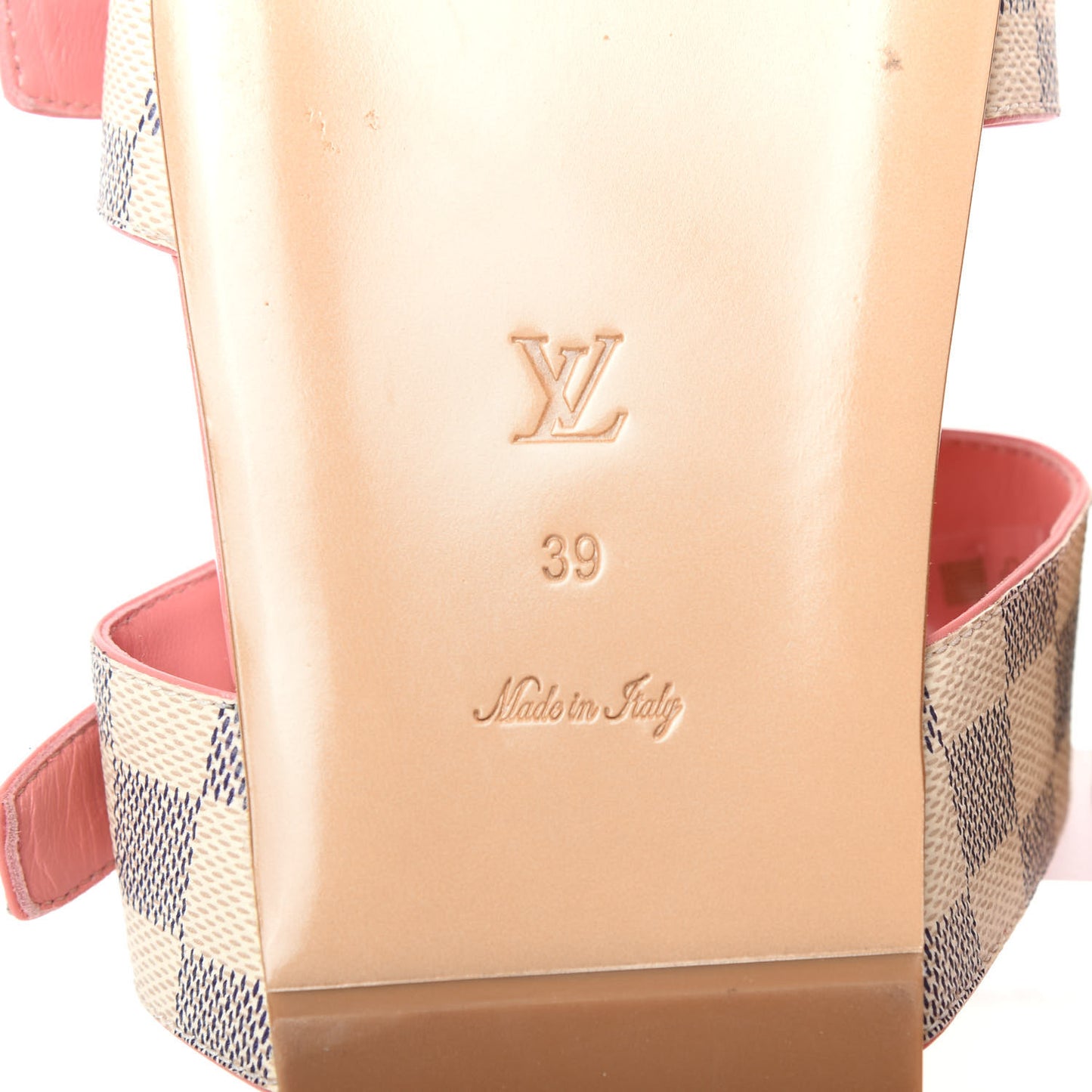 Damier Azur Bom Dia Flat Mules 39 Rose Clair