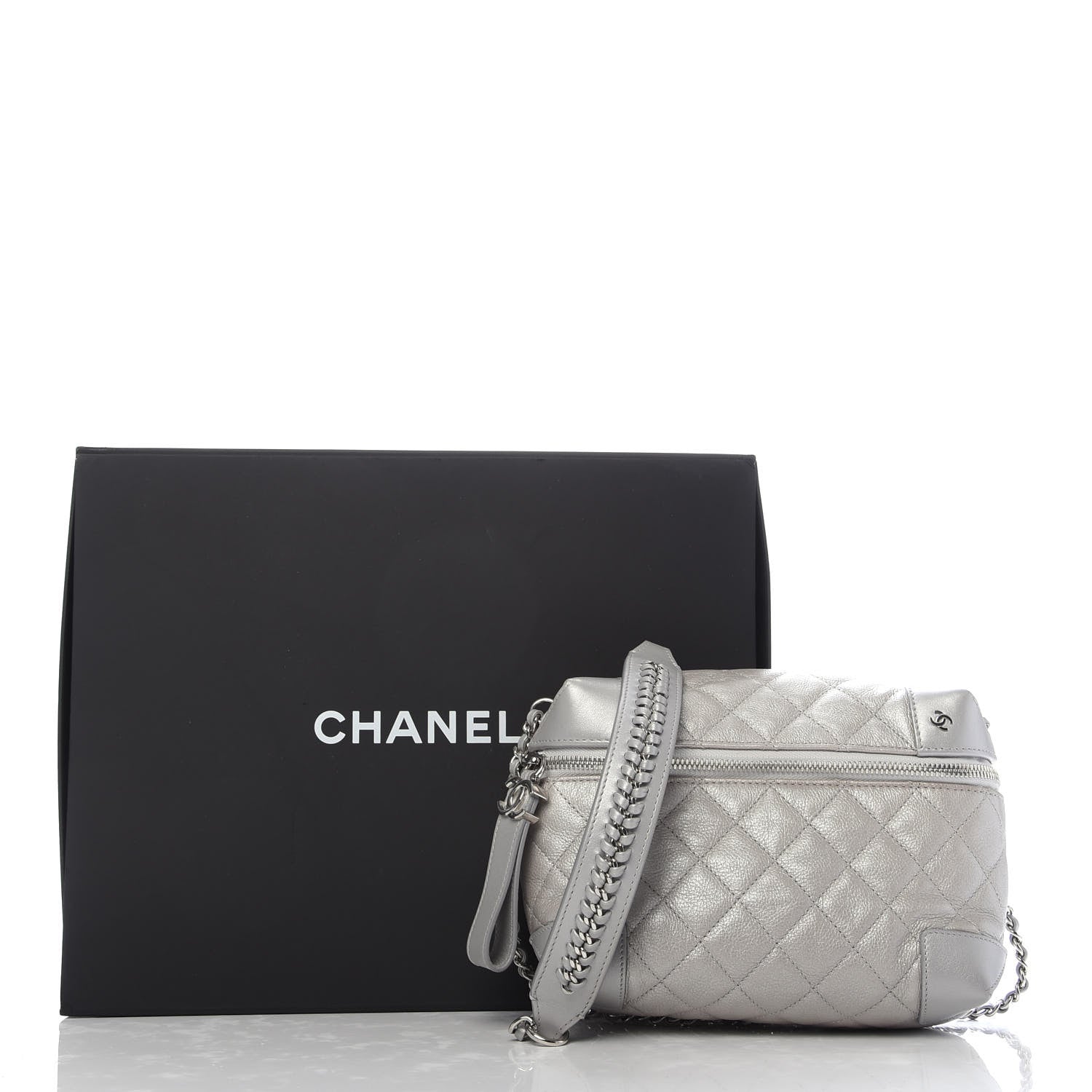 Chanel Metallic Calfskin Camera Case Silver 10 of 10
