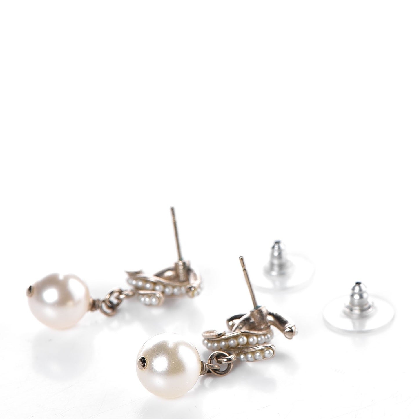 Pearl CC Drop Earrings Gold
