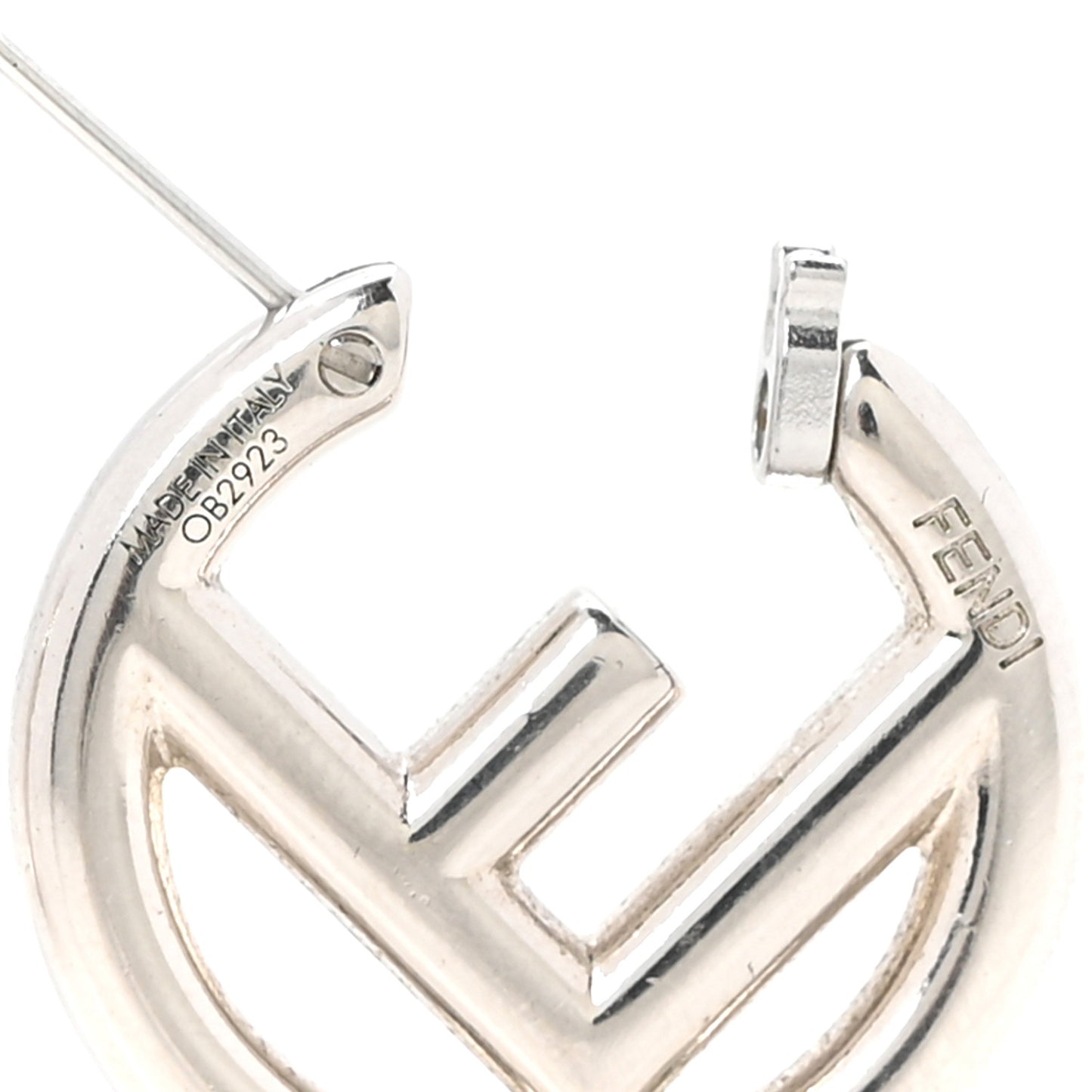Metal FF Hoop Earrings Silver