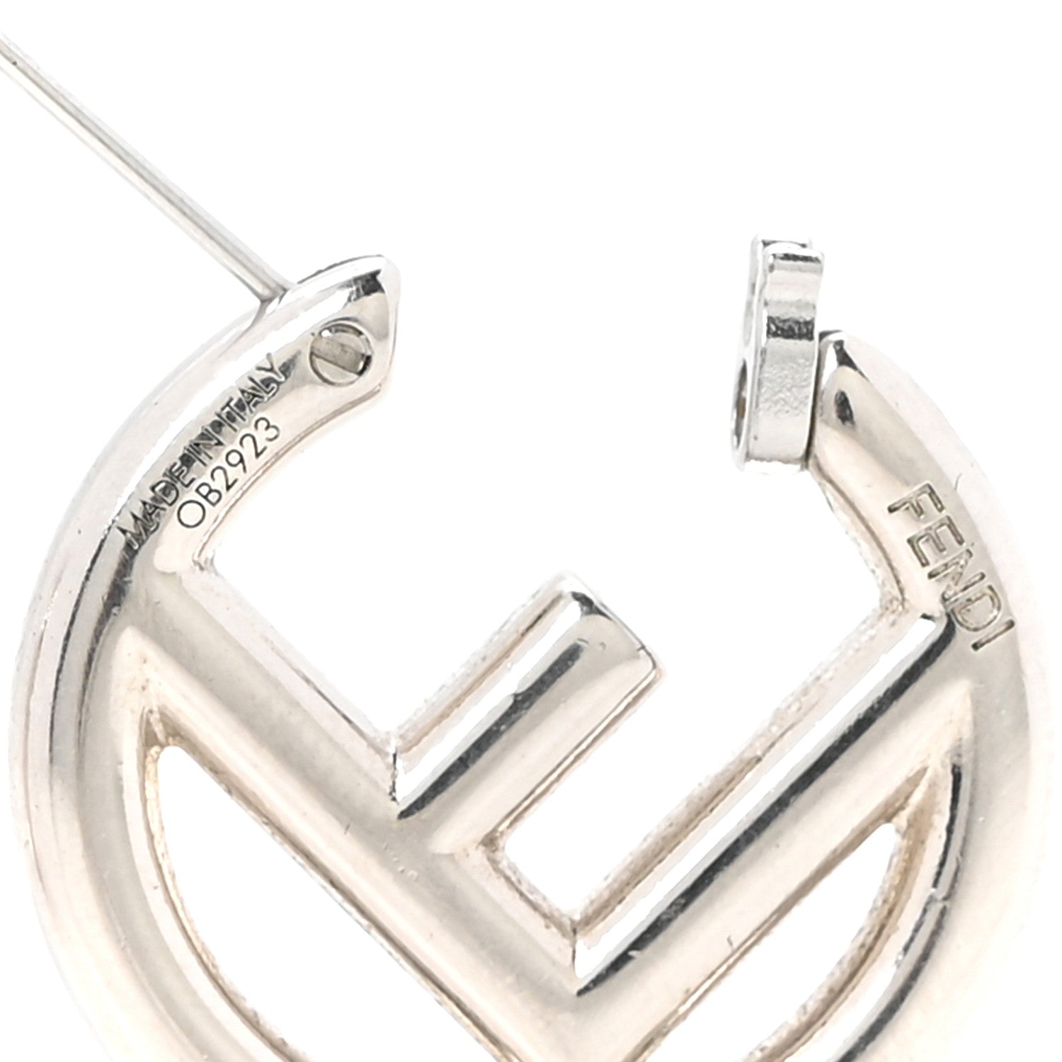 Fendi Metal FF Hoop Earrings Silver 4 of 4