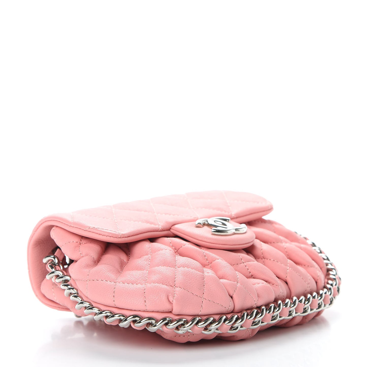 Washed Lambskin Quilted Mini Chain Around Messenger Pink