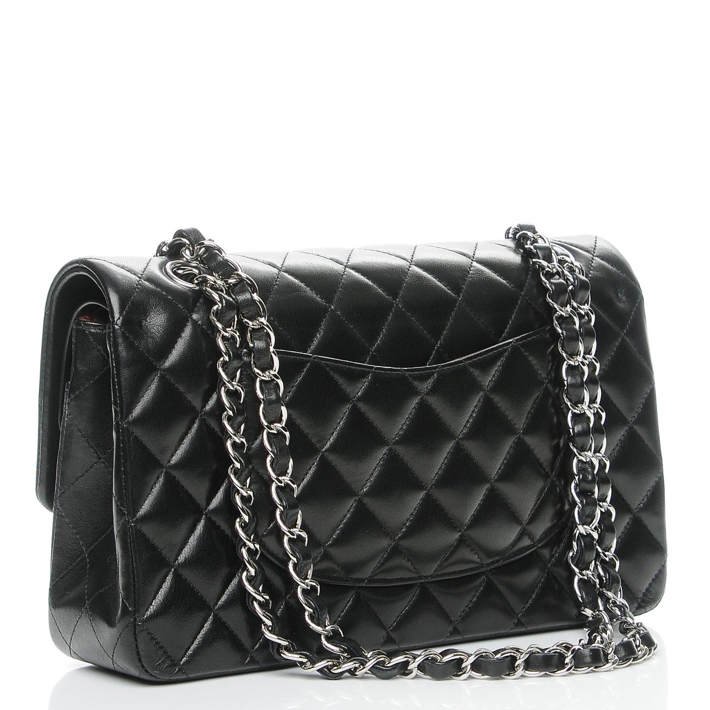 Lambskin Quilted Medium Double Flap Black