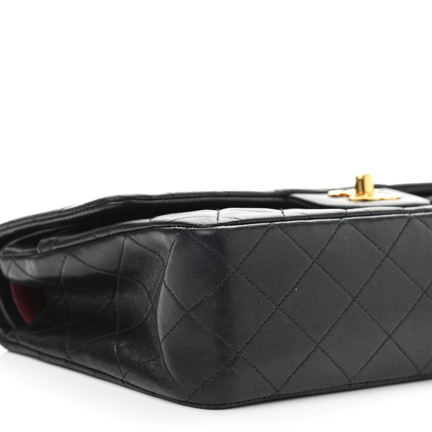 Lambskin Quilted Medium Double Flap Black