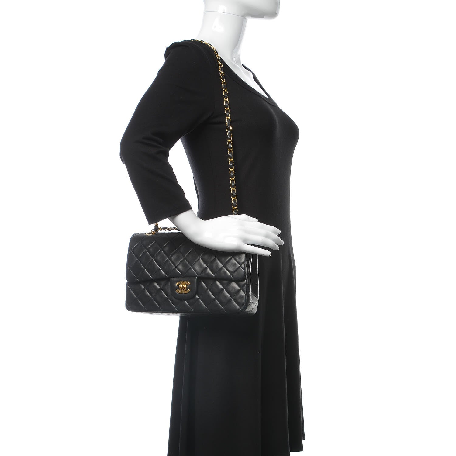 Chanel Lambskin Quilted Medium Double Flap Black 2 of 15