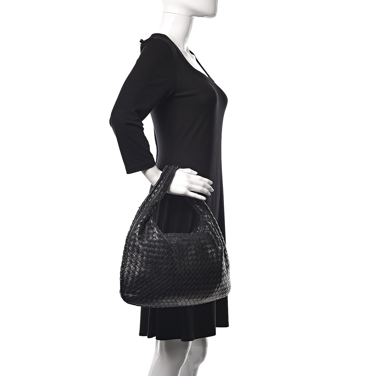 Nappa Intrecciato Medium Veneta Hobo Black