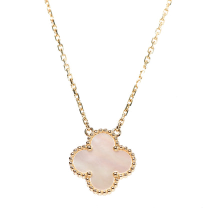 Van Cleef & Arpels 18K Yellow Gold Mother of Pearl Vintage Alhambra Pendant Necklace 4 of 5