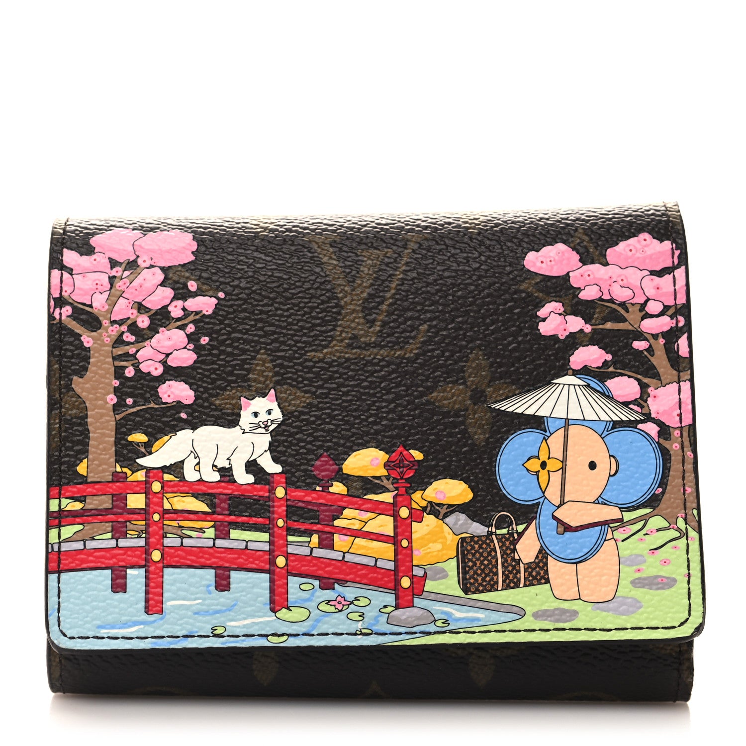 Louis Vuitton Monogram 2021 Christmas Animation Japanese Garden Victorine Wallet Wisteria Pink 1 of 8