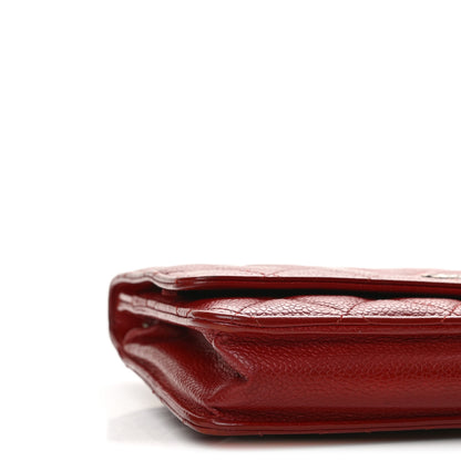 Chanel Caviar Quilted Wallet on Chain WOC Red 10 of 14