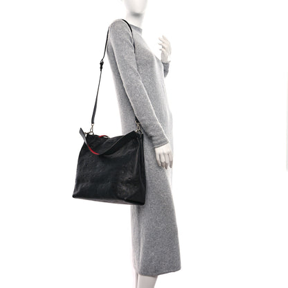 MCM Calfskin Ottomar Monogram Large Klara Hobo Black Red 2 of 13