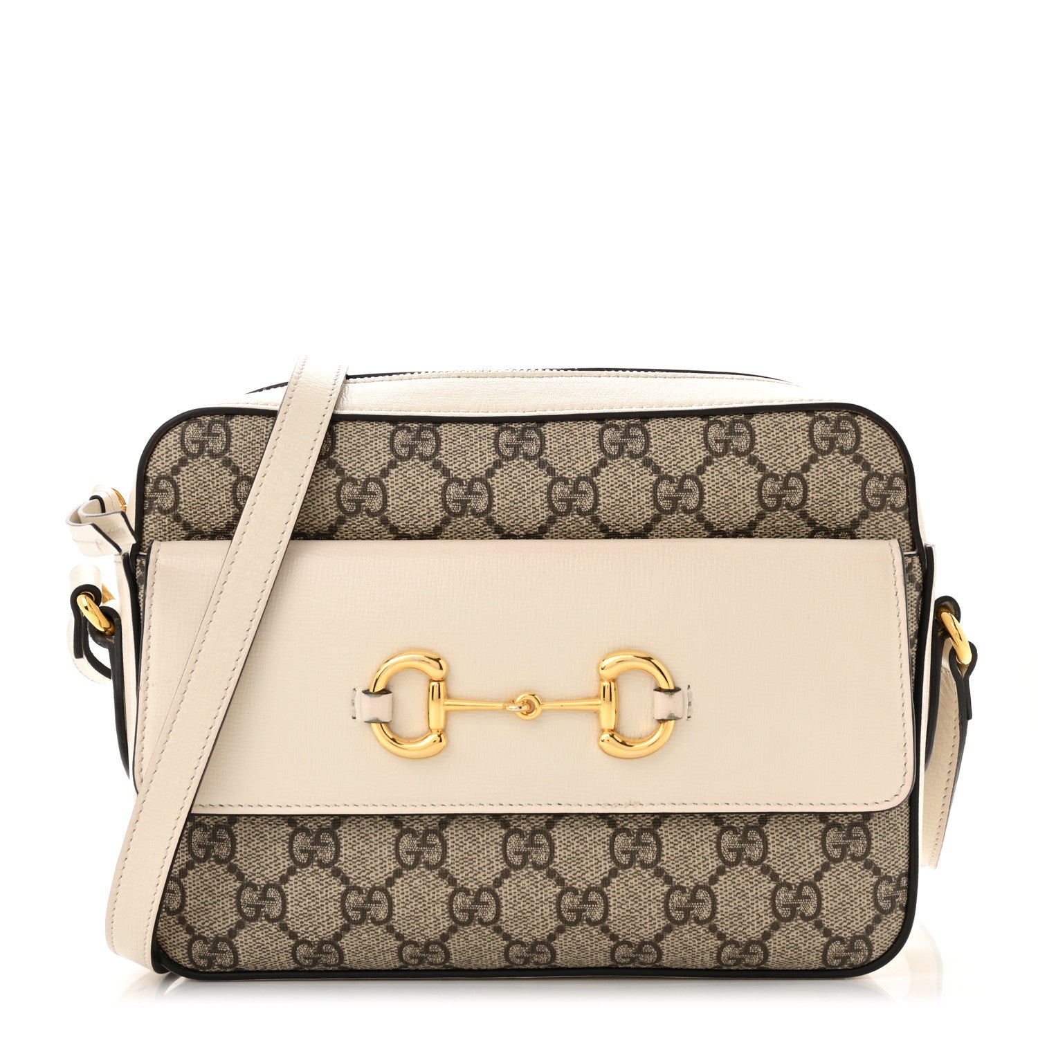 Gucci GG Supreme Monogram Small Horsebit 1955 Shoulder Bag Beige Mystic White 1 of 12