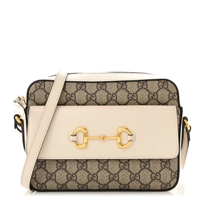 Gucci GG Supreme Monogram Small Horsebit 1955 Shoulder Bag Beige Mystic White 1 of 12