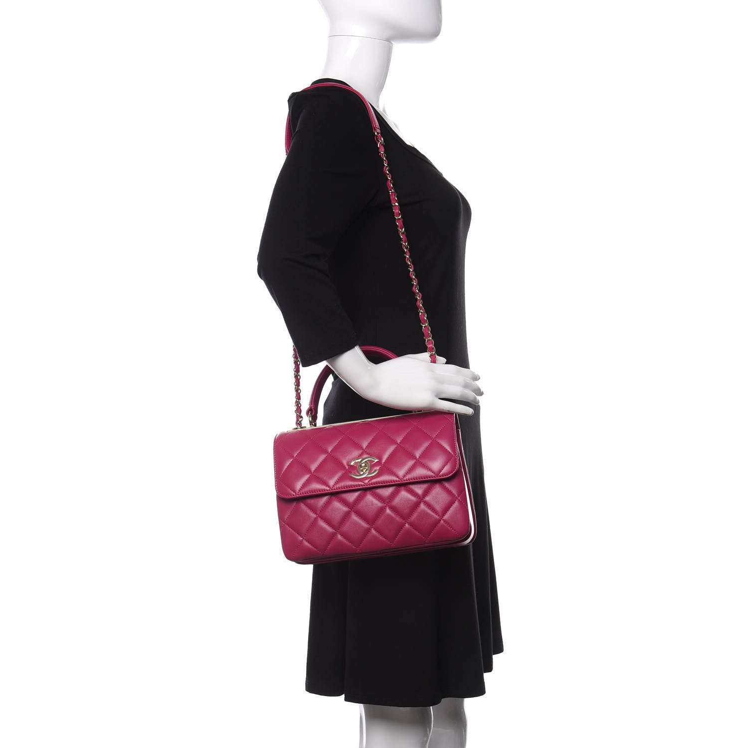 Chanel Lambskin Quilted Small Trendy CC Dual Handle Bag Dark Pink 2 of 11