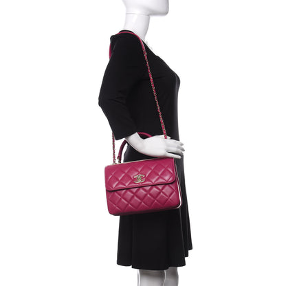 Chanel Lambskin Quilted Small Trendy CC Dual Handle Bag Dark Pink 2 of 11