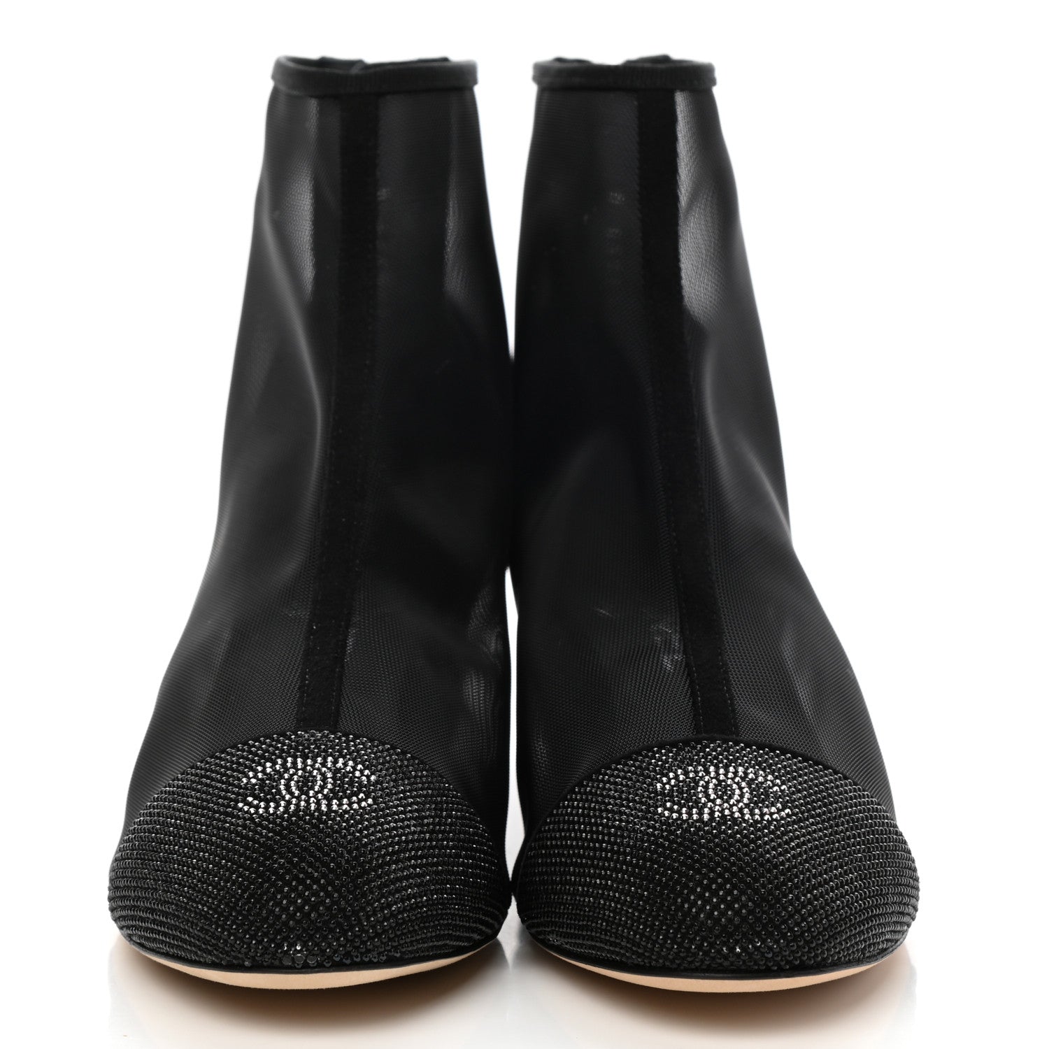 Chanel Mesh Suede Cap Toe Embellished Short Boots 40 Black 2 of 9