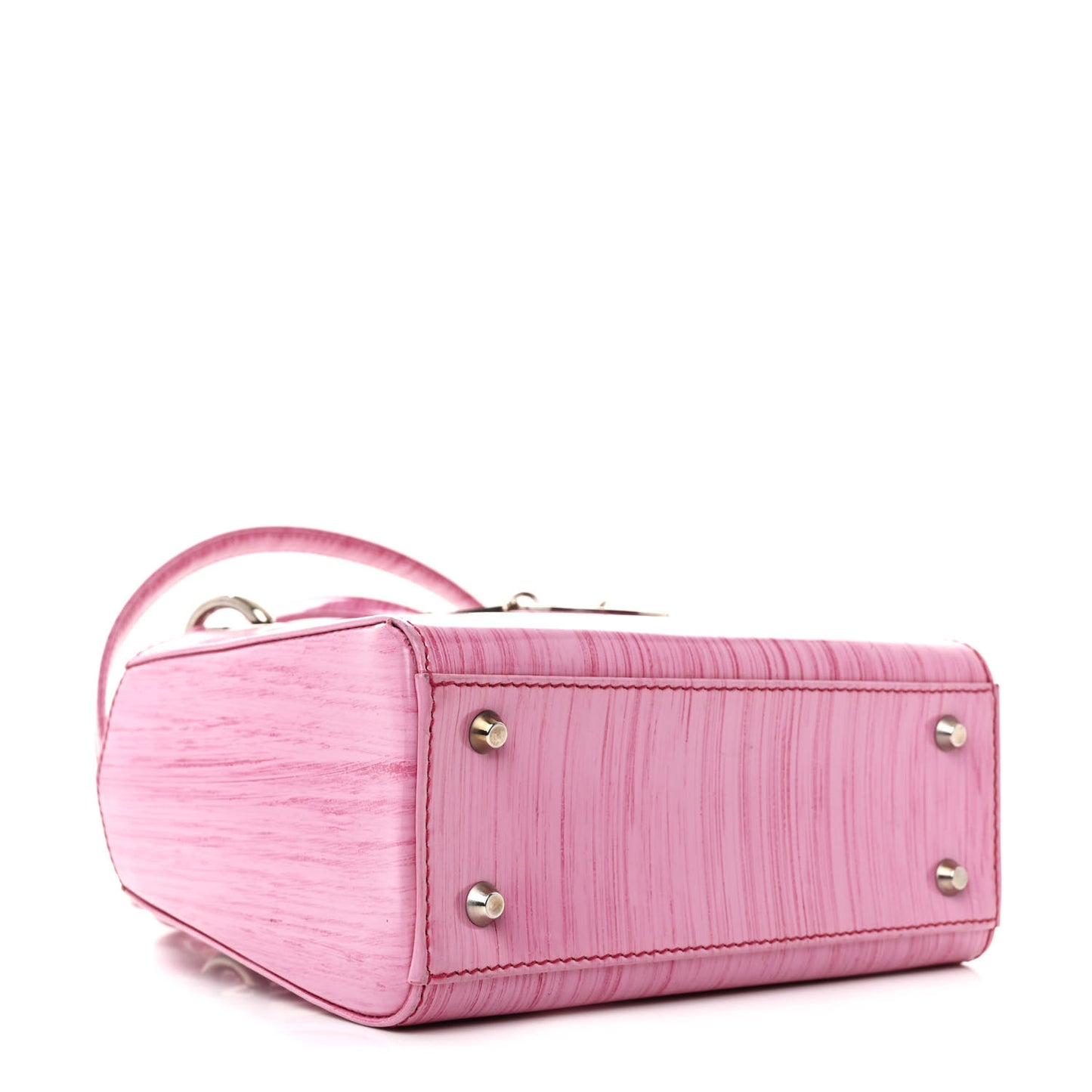 Wood Printed Glazed Calfskin Mini Lady Dior Pink