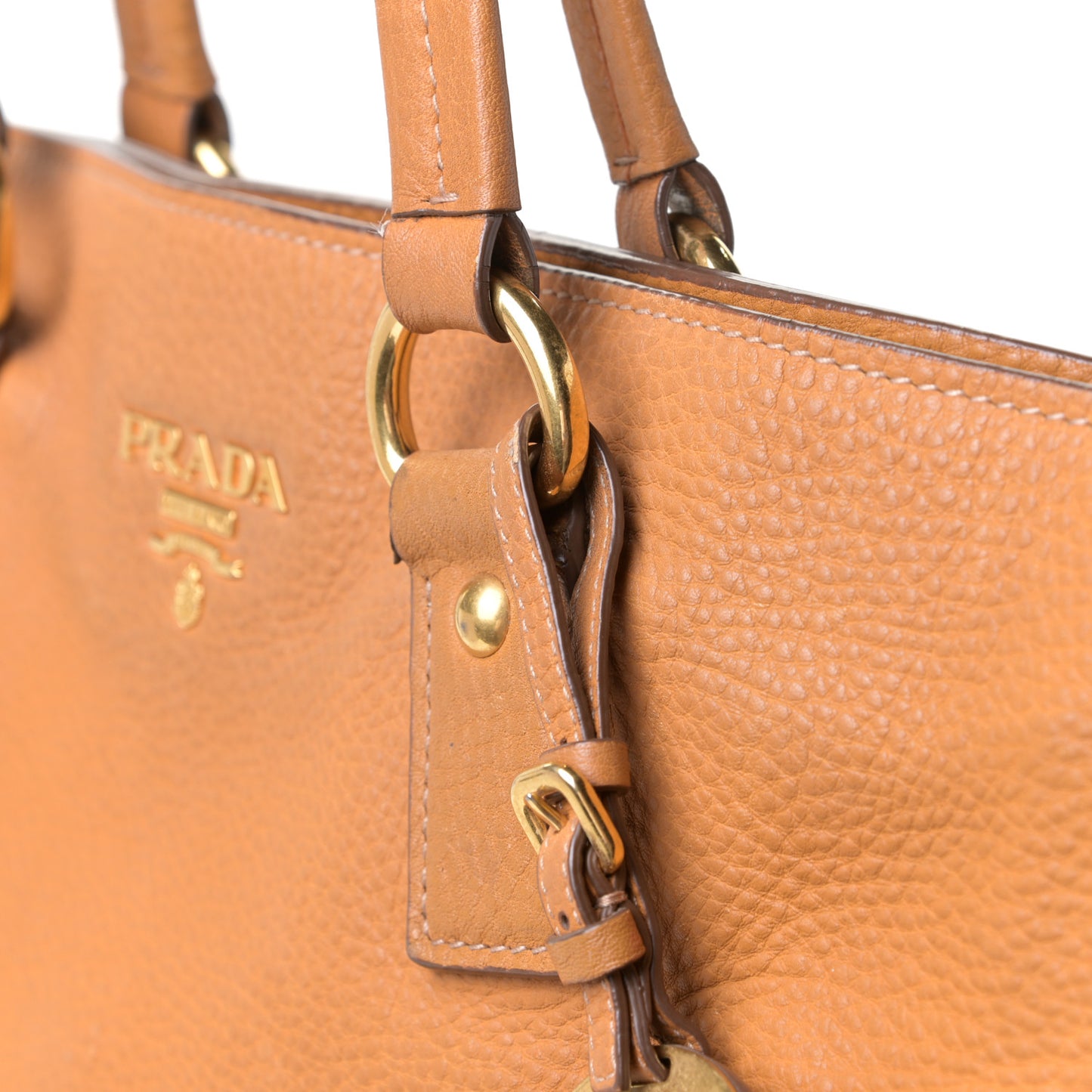 Vitello Daino Side Zip Shopping Tote Caramel