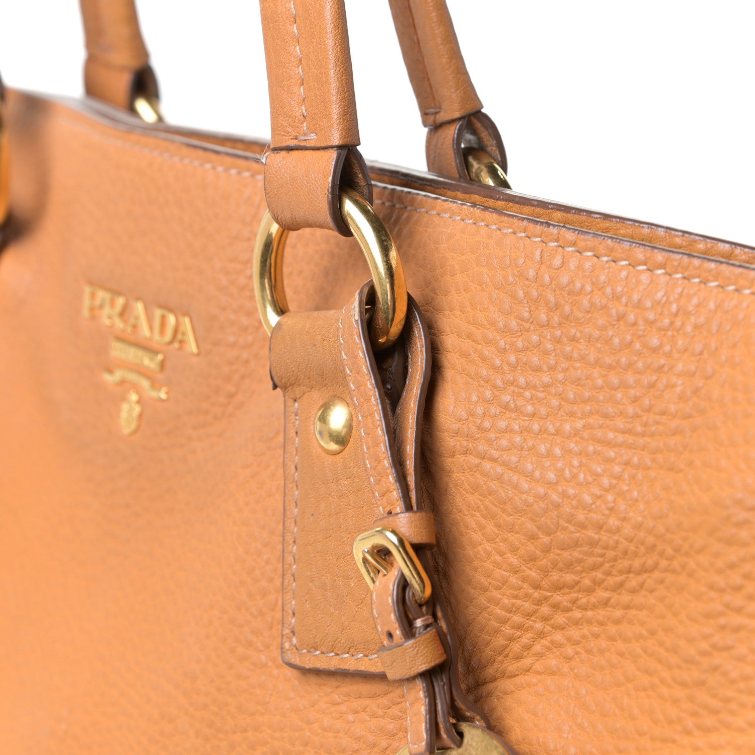Prada Vitello Daino Side Zip Shopping Tote Caramel 13 of 17