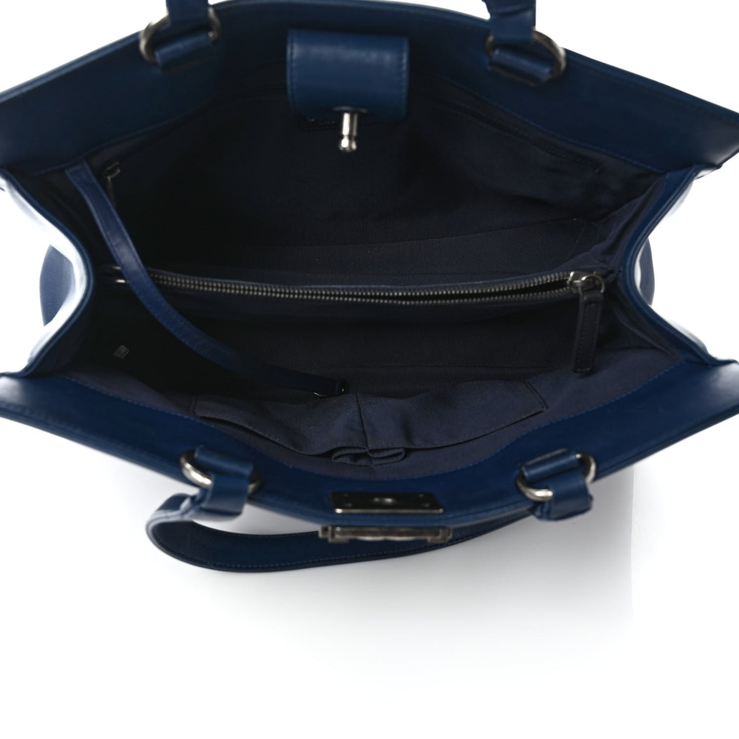 Calfskin Quilted Boy Shopping Tote Navy Blue