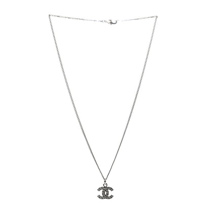 Chanel Crystal Timeless CC Necklace Silver 3 of 5