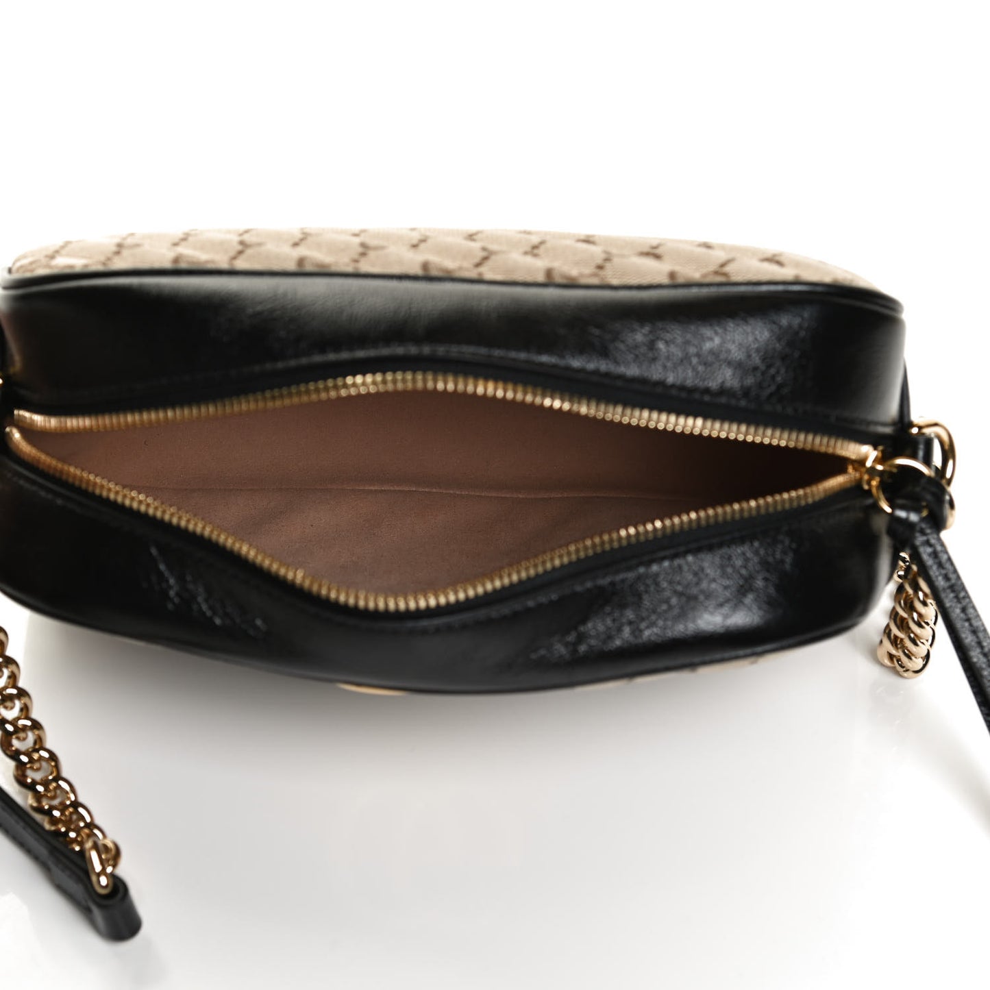 Monogram Matelasse Diagonal Small GG Marmont Chain Shoulder Bag Beige Black