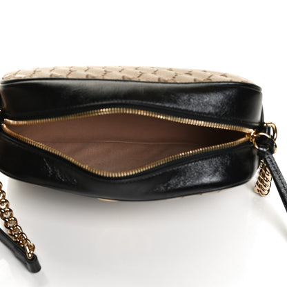 Gucci Monogram Matelasse Diagonal Small GG Marmont Chain Shoulder Bag Beige Black 5 of 12