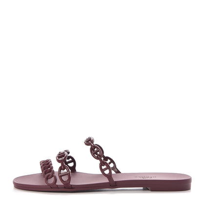 Hermes Rubber Chaine d'Ancre Rivage Sandals 37 Bordeaux 1 of 8