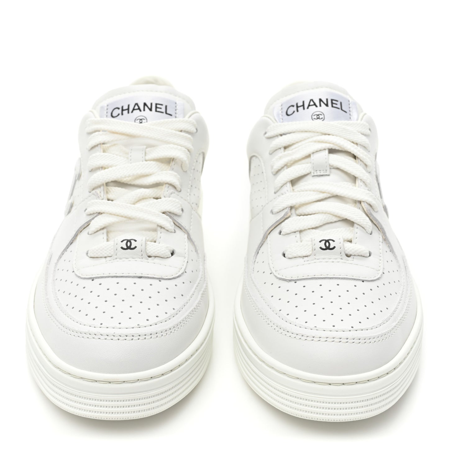 Calfskin CC Womens Sneakers 38.5 White