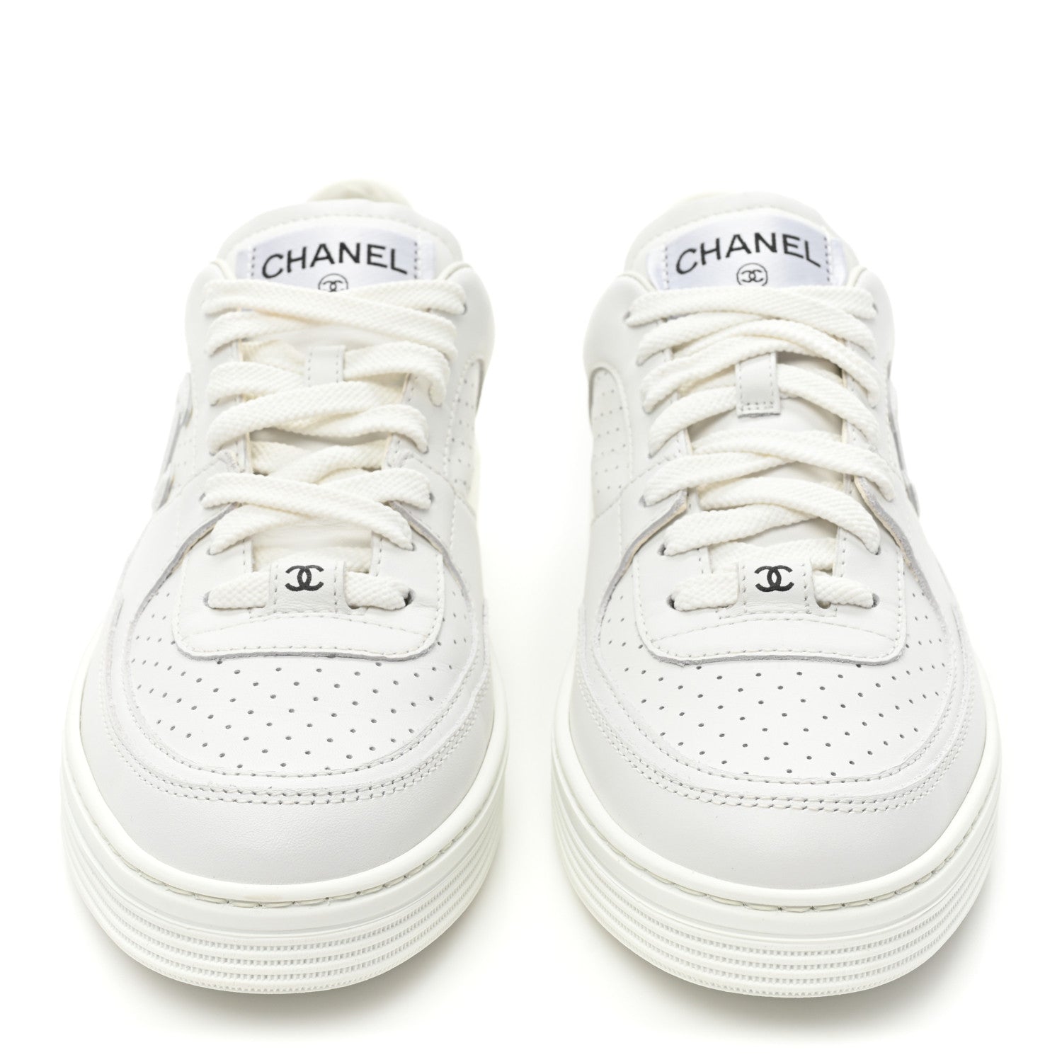 Chanel Calfskin CC Womens Sneakers 38.5 White 2 of 9