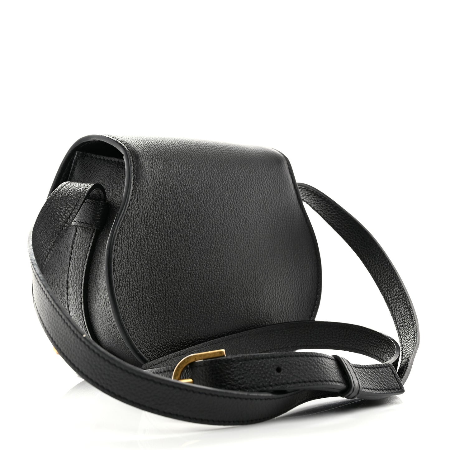 Grained Calfskin Small Marcie Saddle Bag Black