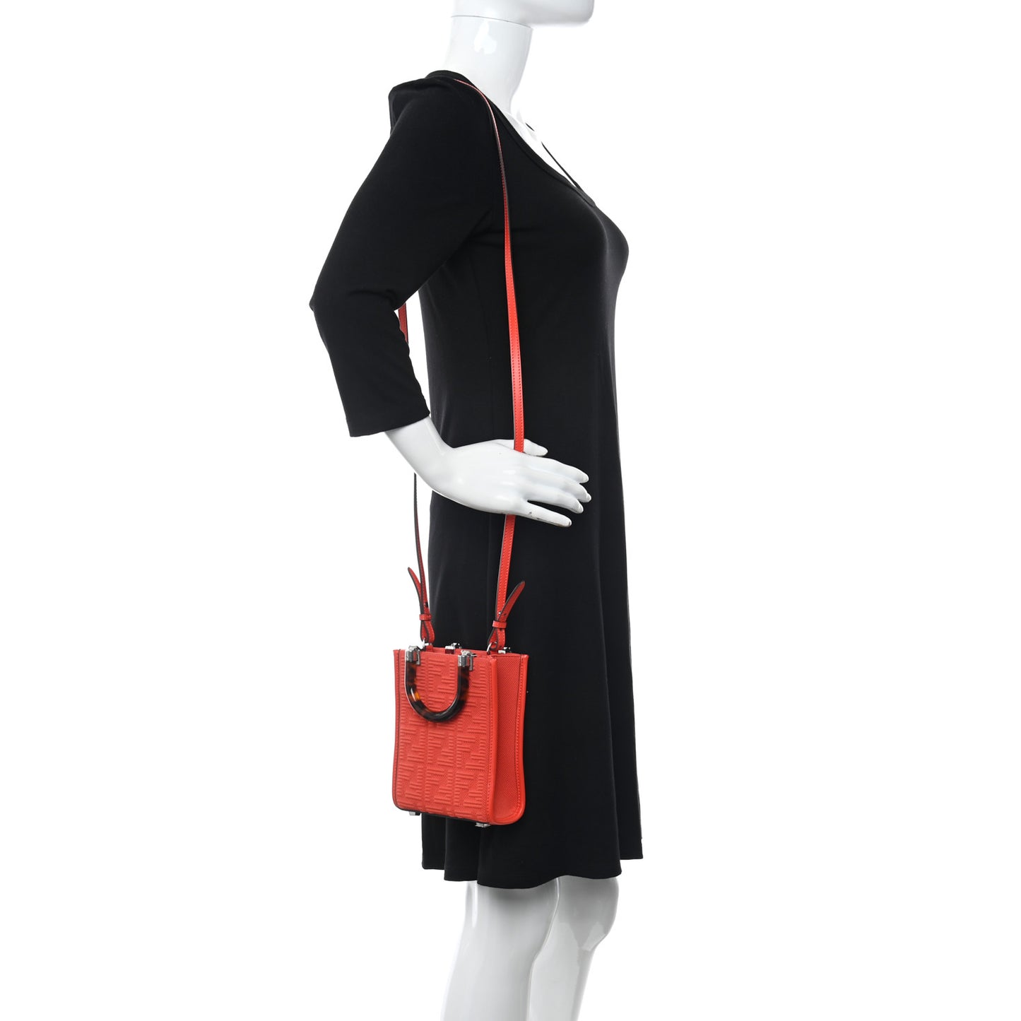 Technical Fabric Vitello Ceylon Plexiglass FF Mini Fendi Sunshine Shopper Tote Tulipano
