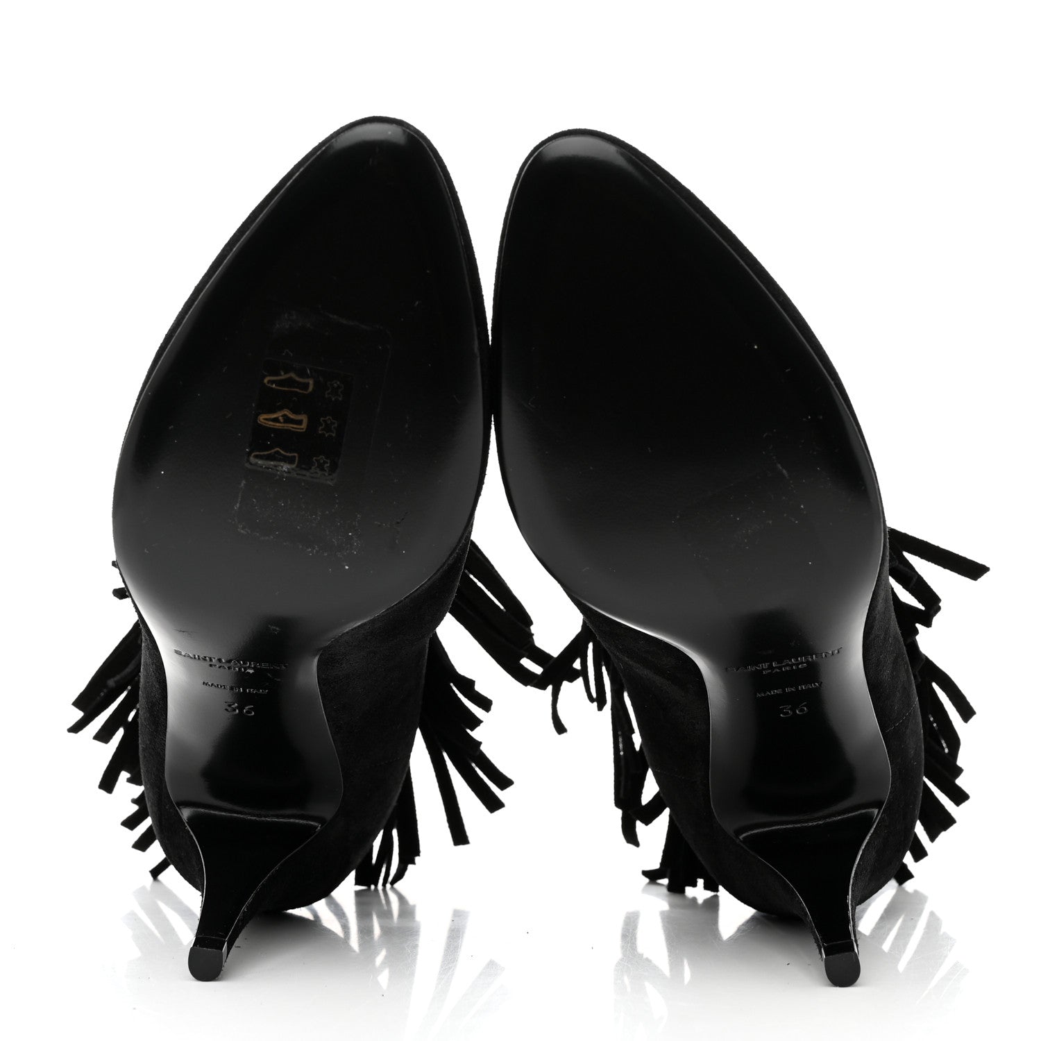 Saint Laurent Suede Fringe Otterproof Light Anita 85 Ankle Boots 36 Black 5 of 9