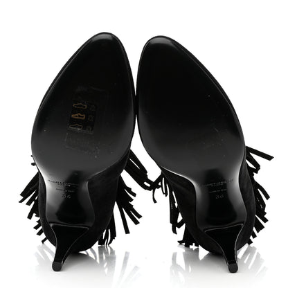 Saint Laurent Suede Fringe Otterproof Light Anita 85 Ankle Boots 36 Black 5 of 9