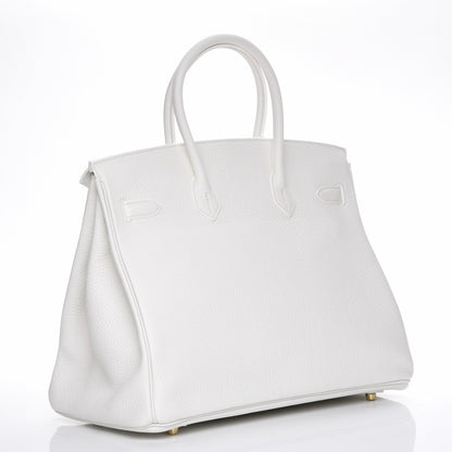 Hermes Taurillon Clemence Birkin 35 White 4 of 27