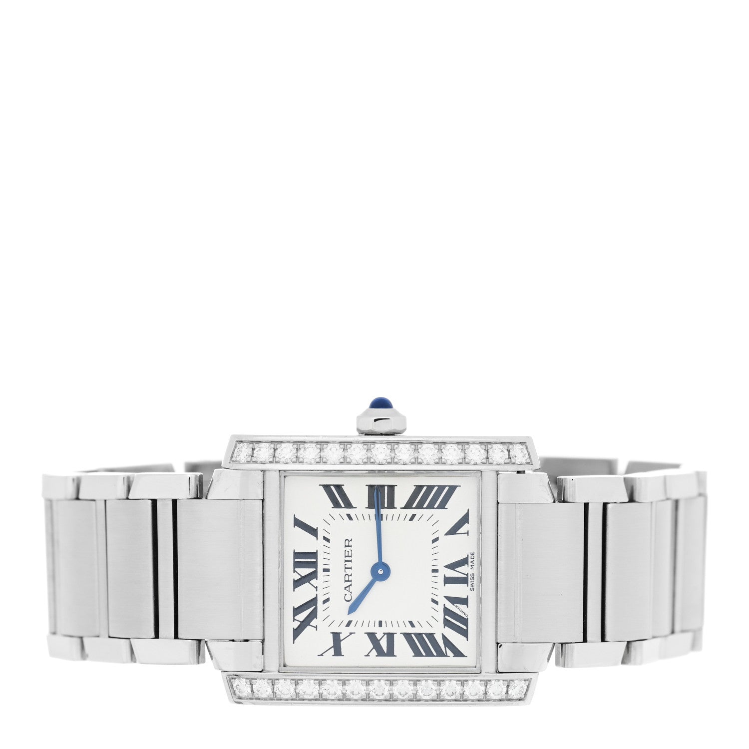 Cartier Stainless Steel Diamond Bezel 25mm Tank Francaise Quartz Watch 2 of 4