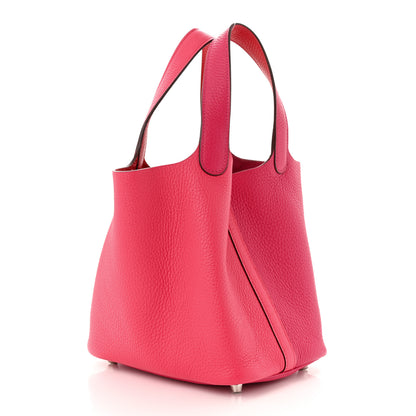 Hermes Taurillon Clemence Tri-Color Picotin Lock 18 PM Rose Extreme 2 of 11