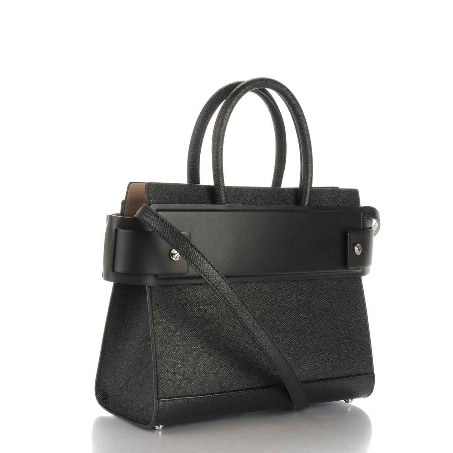 Grained Calfskin Small Horizon Satchel Black