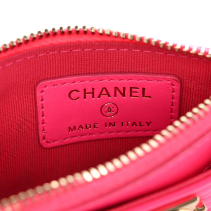 Chanel Patent Chevron Quilted Boy Zip Card Holder Neon Pink 6 of 9