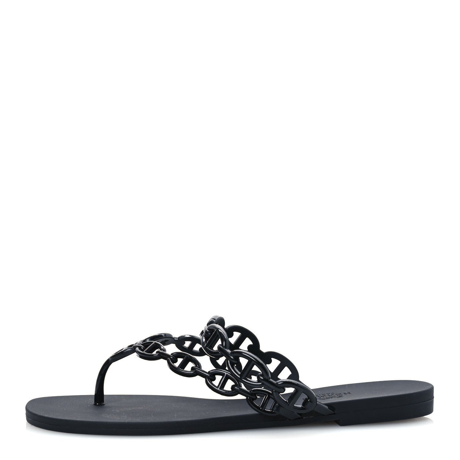 Hermes Rubber Chaine d'Ancre Island Sandals 38 Black 1 of 10