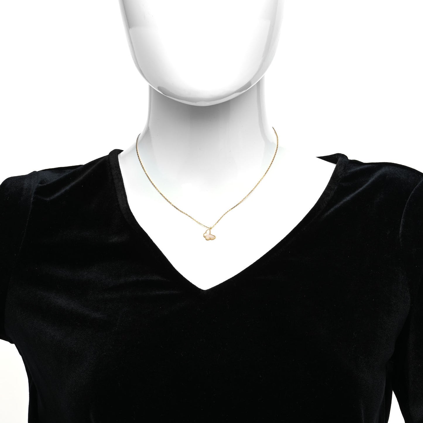 18K Yellow Gold Mother of Pearl Sweet Alhambra Butterfly Pendant Necklace