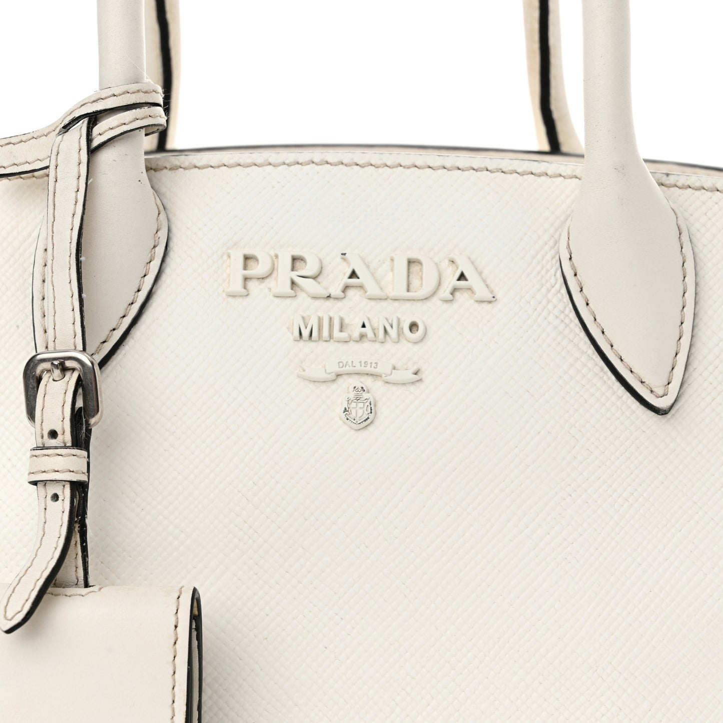 Saffiano Cuir Calfskin Mini Monochrome Top Handle Tote White