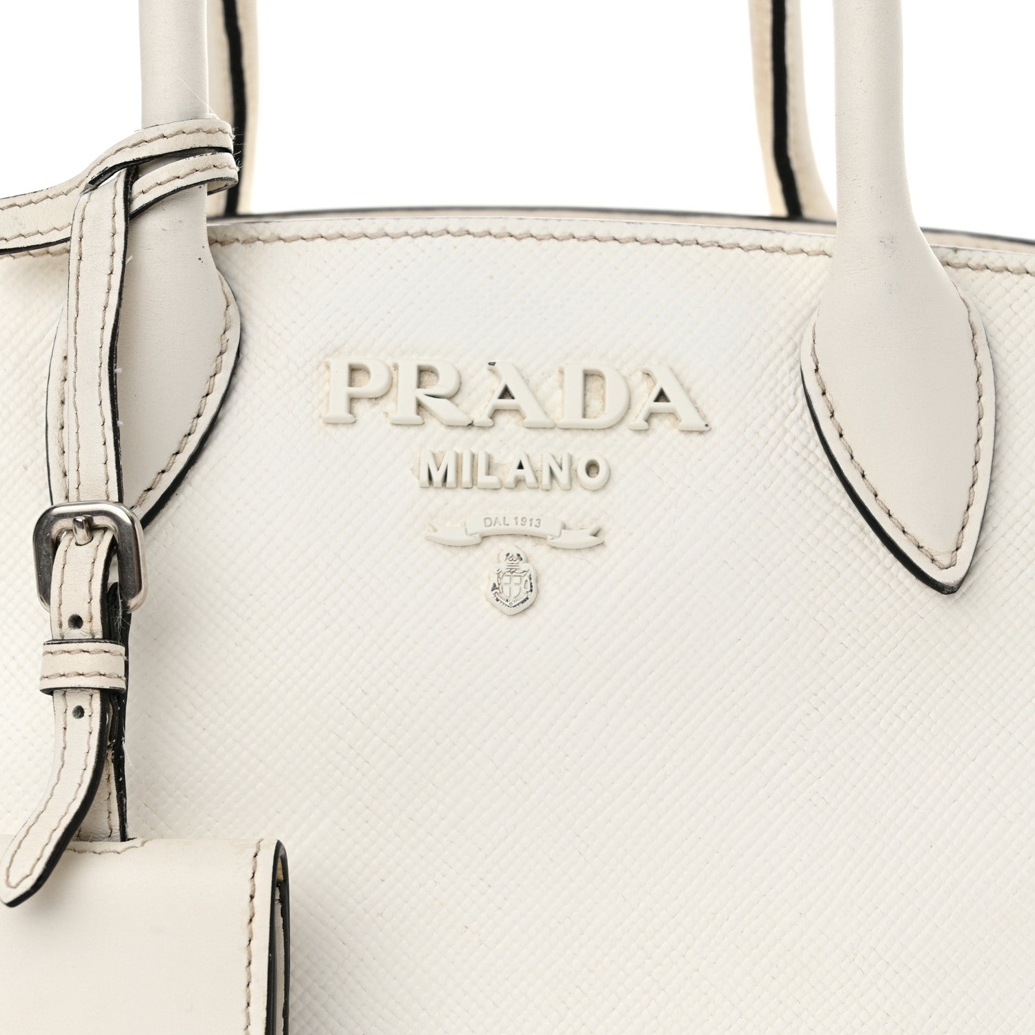 Prada Saffiano Cuir Calfskin Mini Monochrome Top Handle Tote White 7 of 20