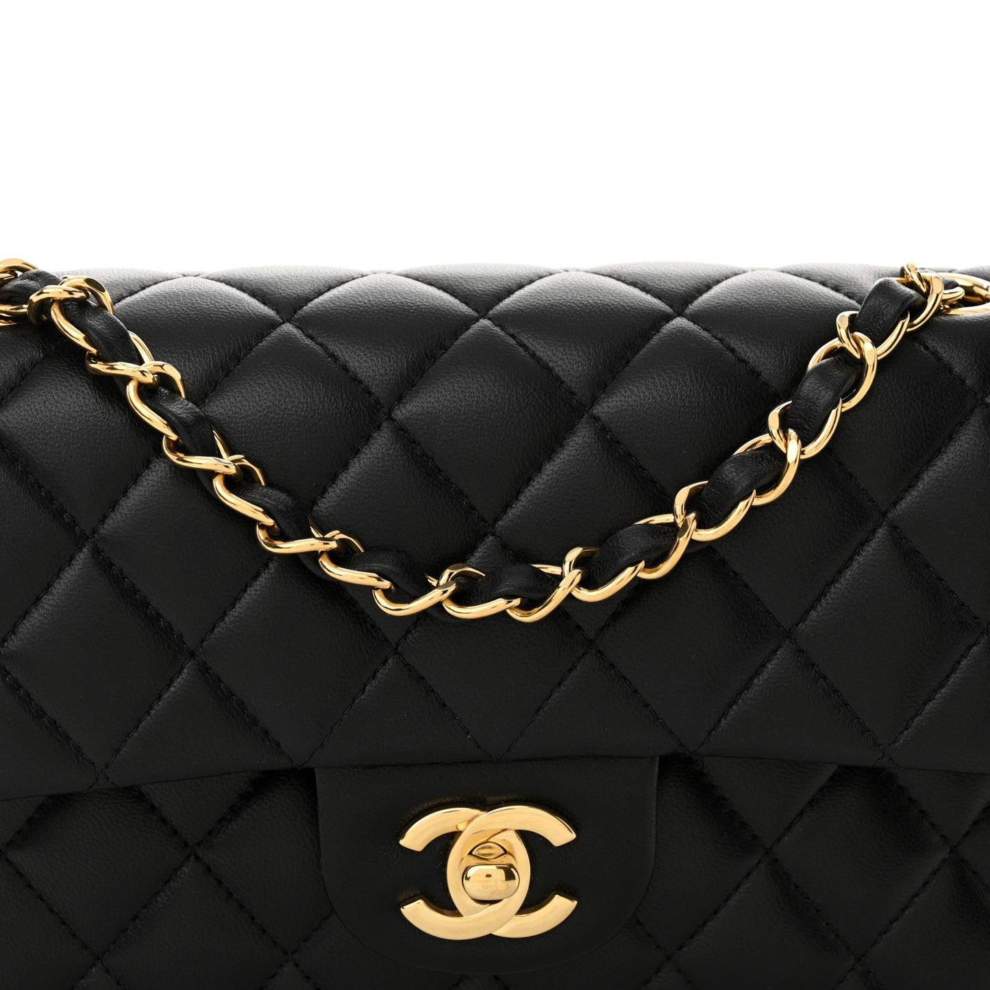 Lambskin Quilted Small Double Flap Black