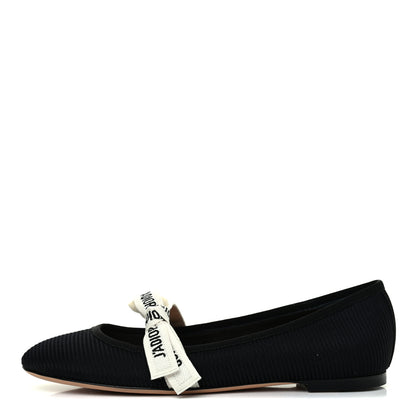 Christian Dior Fabric Ribbon Embroidered J'Adior Ballet Flats 38.5 Black 1 of 11