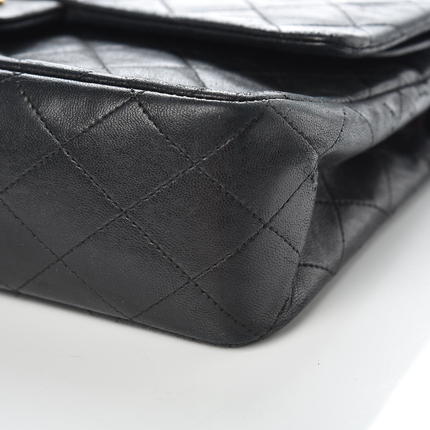 Lambskin Quilted Medium Double Flap Black