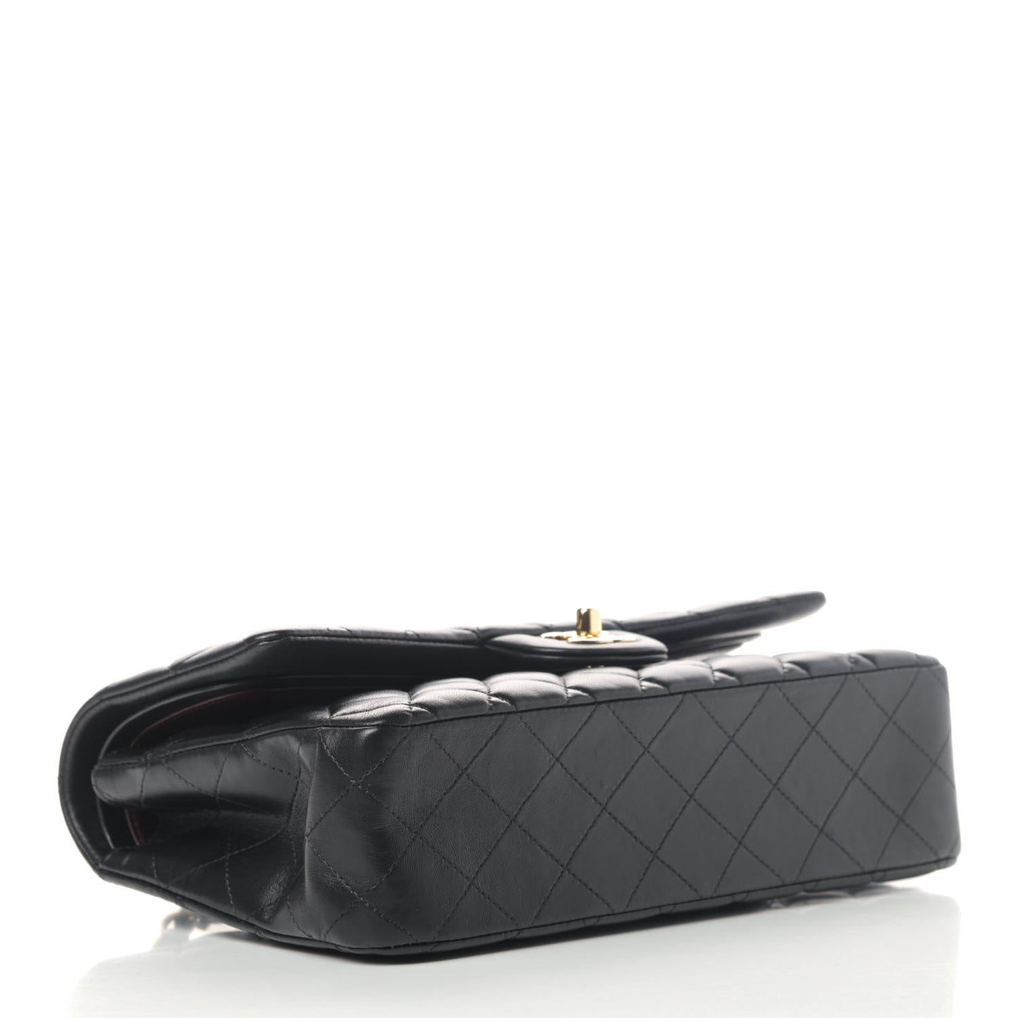 Lambskin Quilted Medium Double Flap Black
