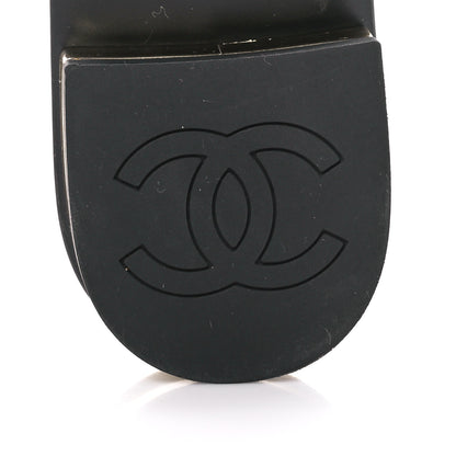Chanel Patent Goatskin Quilted CC Mules Sandals 37 Black 7 of 11