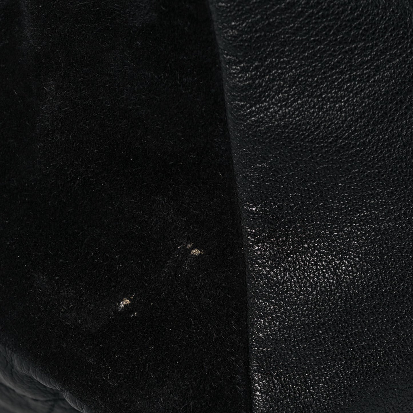 Goatskin Suede Calfskin Quilted Patchwork Drawstring Bag Black