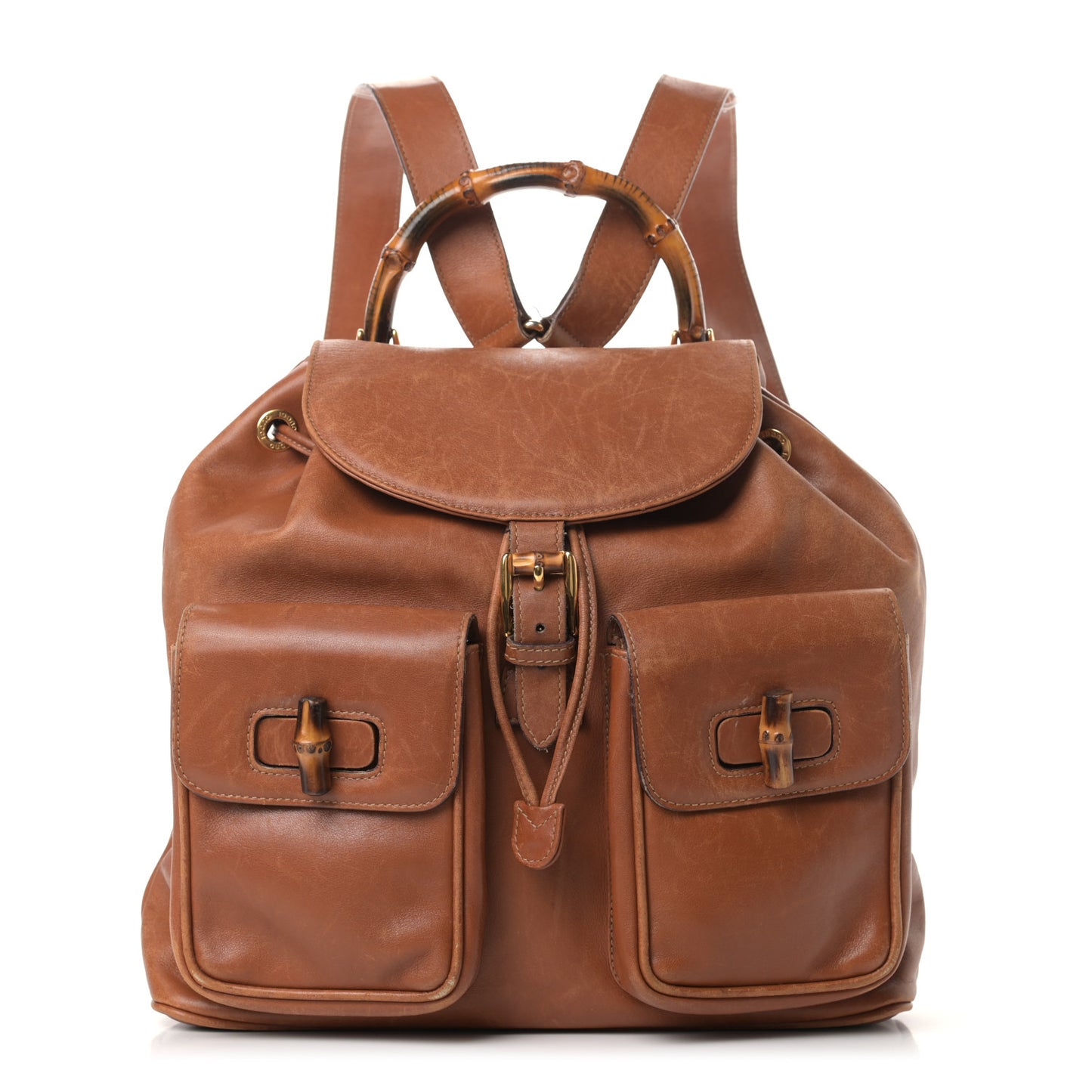 Calfskin Bamboo Backpack Brown